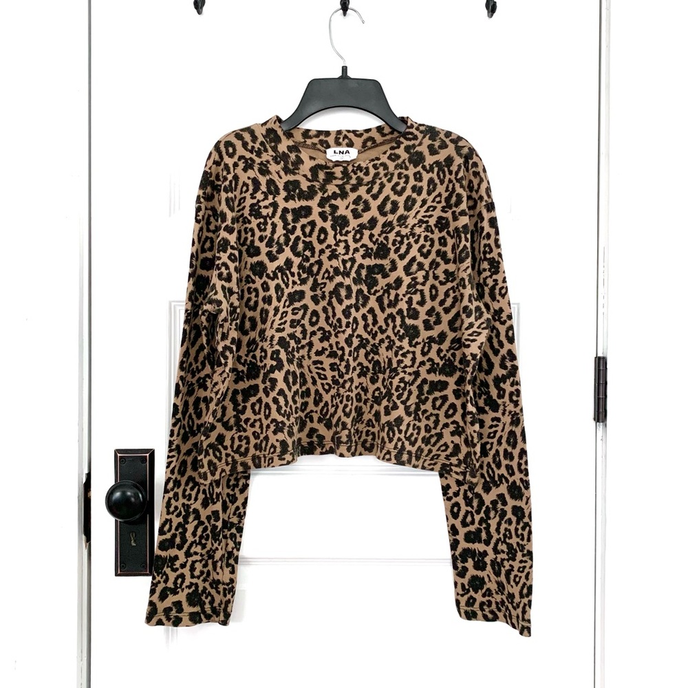 LNA x Revolve Leopard Nat Crop Tee